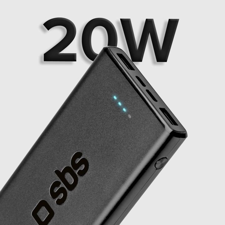 10 000 mAh Power bankas su 20W Power Delivery technologija. Spalva - juoda.