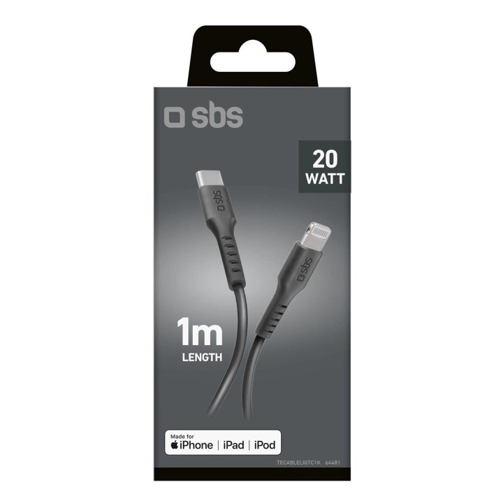 USB-C - Lightning“ duomenų ir įkrovimo laidas, 1 m, juodas