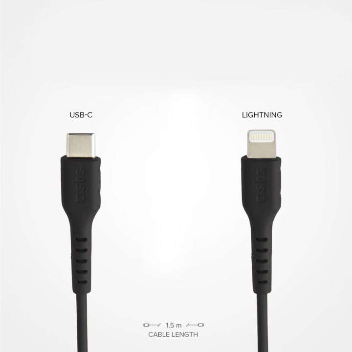 USB-C - Lightning“ duomenų ir įkrovimo laidas, 1 m, juodas