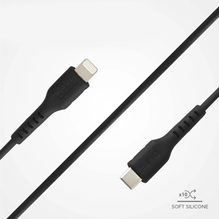 USB-C - Lightning“ duomenų ir įkrovimo laidas, 1 m, juodas