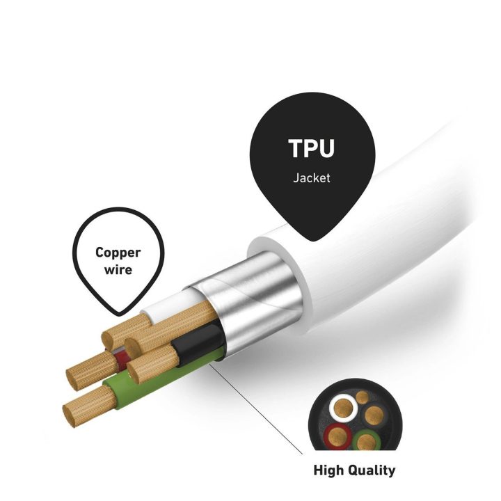USB-C - Lightning“ duomenų ir įkrovimo laidas, 1 m, baltas