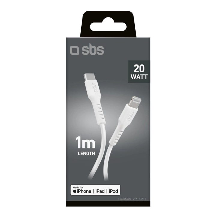 USB-C - Lightning“ duomenų ir įkrovimo laidas, 1 m, baltas