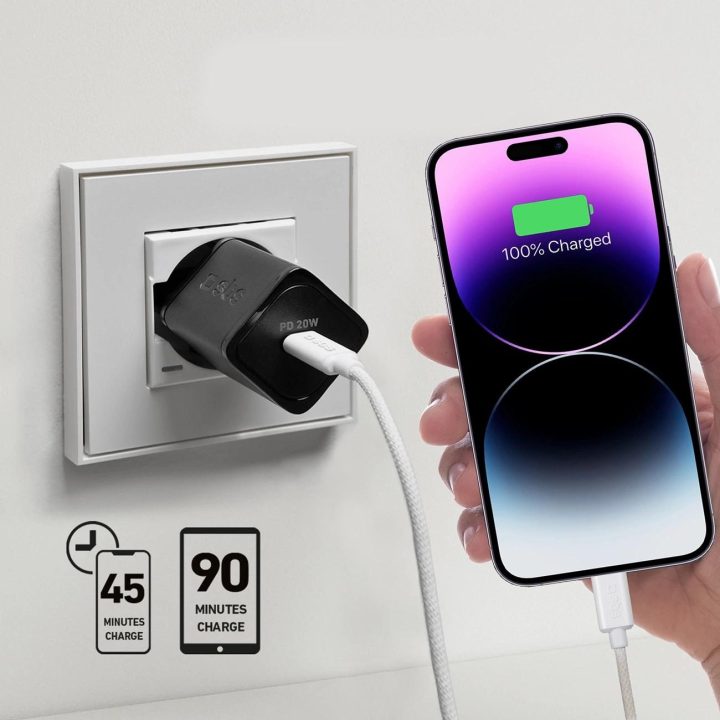 20W GaN baterijų įkroviklis – itin greitas įkrovimas su Power Delivery“ juodas