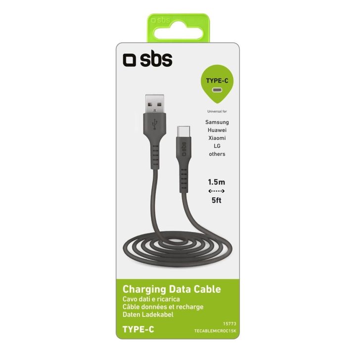 Duomenų kabelis USB 2.0 - C tipas, juodas