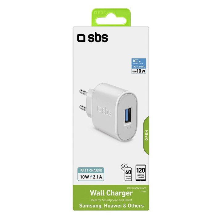 10 Wattų USB kelioninis įkroviklis Baltas