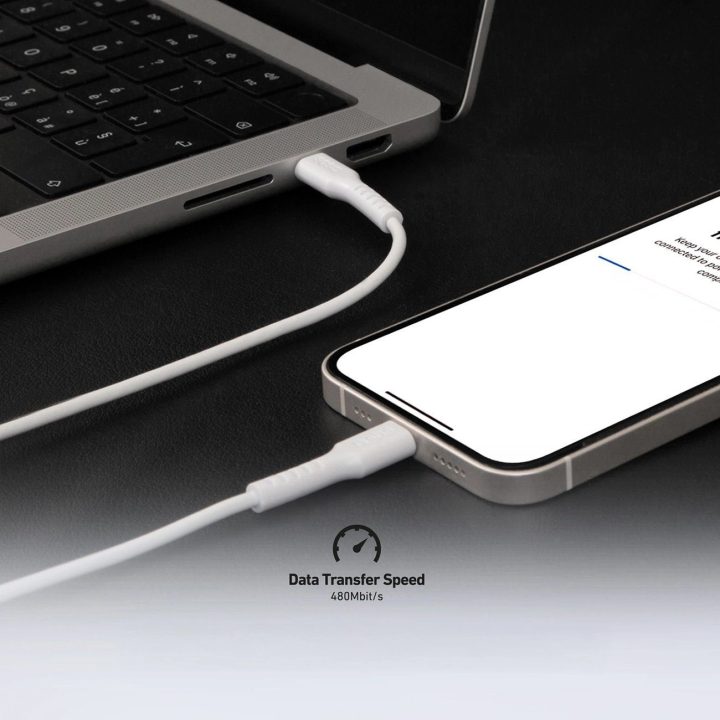 USB C 1 metro duomenų ir įkrovimo kabelis Baltas