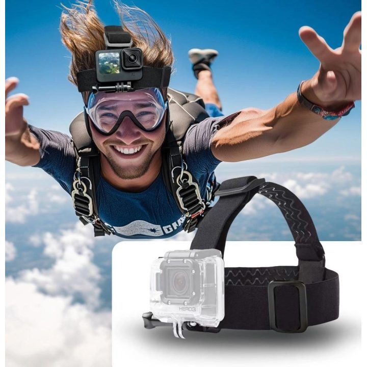 GA100 galvos diržas GoPro / DJI kameroms - juodas