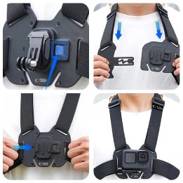 GA100 krūtinės tvirtinimas GoPro / DJI (juodas)
