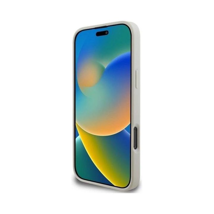 Guess Grained Gold Ring MagSafe dėklas iPhone 16 Pro Max“ – smėlio spalvos