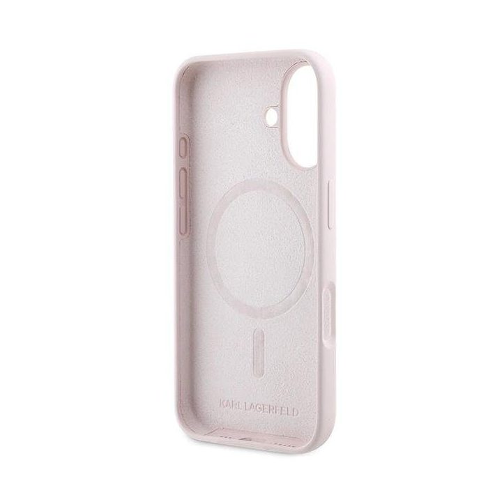 Karl Lagerfeld Silicone Karl&Choupette Heads Ring MagSafe dėklas iPhone 16 - rožinis
