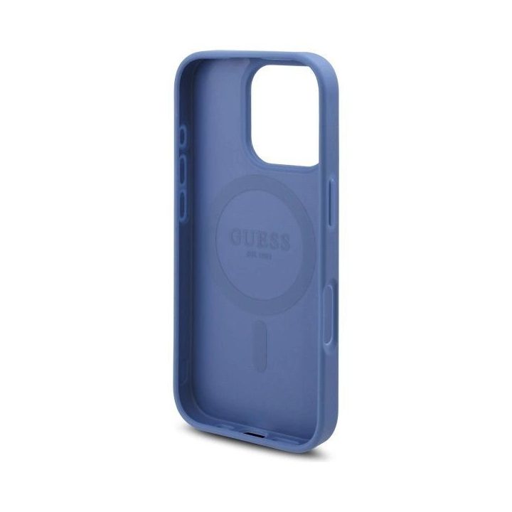 Guess 4G Flowers Print MagSafe dėklas iPhone 16 Pro telefonui – mėlynas