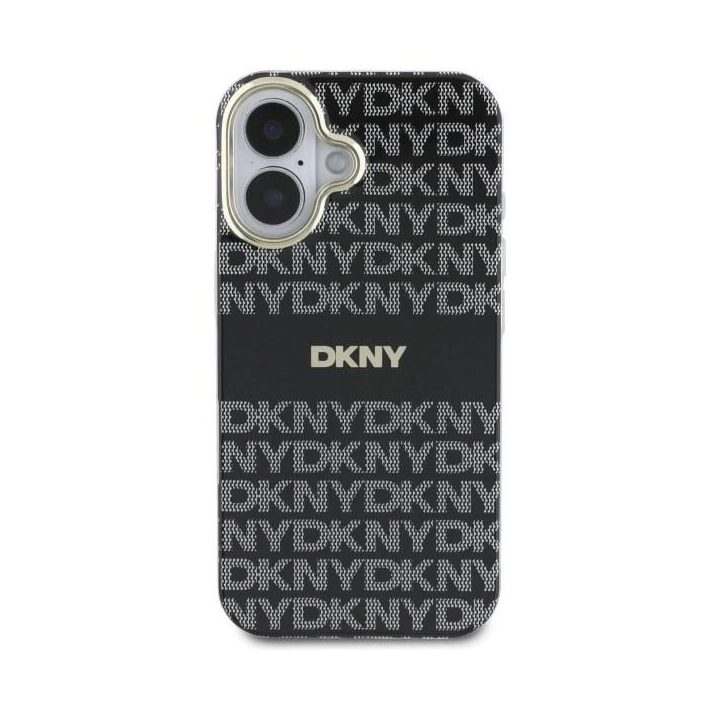 DKNY Repeat Texture Pattern With Stripe dėklas iPhone 16 - juodas