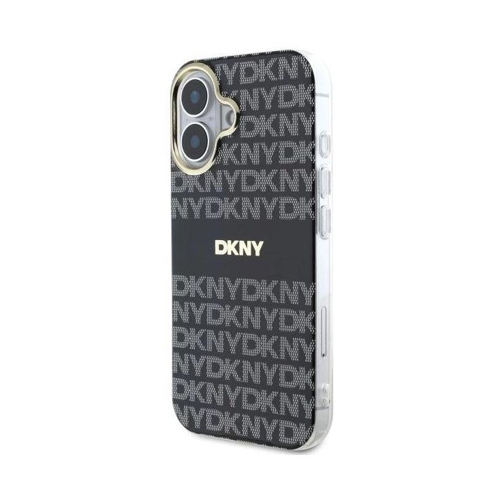 DKNY Repeat Texture Pattern With Stripe dėklas iPhone 16 - juodas
