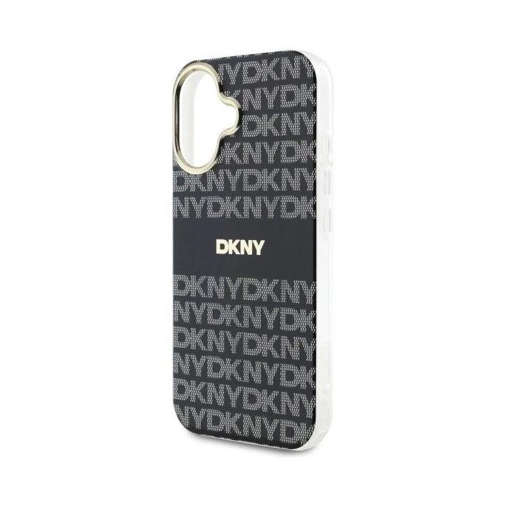 DKNY Repeat Texture Pattern With Stripe dėklas iPhone 16 - juodas