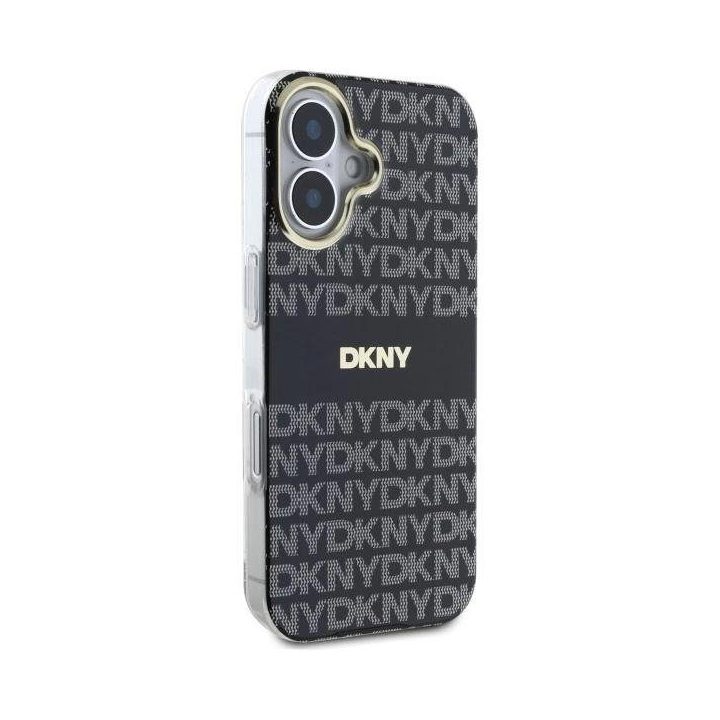 DKNY Repeat Texture Pattern With Stripe dėklas iPhone 16 - juodas