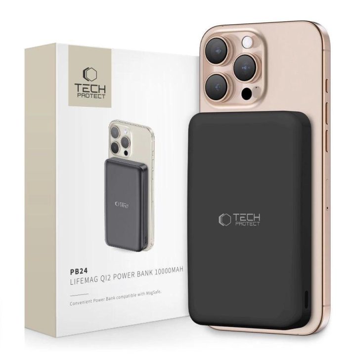 PB24 LifeMag QI2 MagSafe 10 000 mAh Powerbankas - juodas