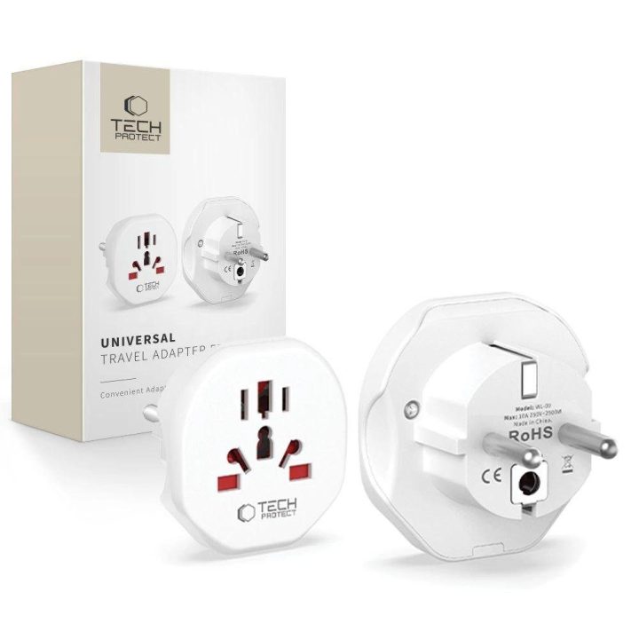 Universal Travel Adapter kelioninis adapteris EU prievadams - baltas