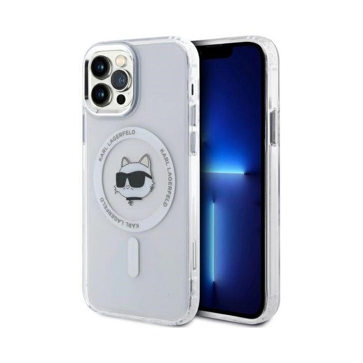 Karl Lagerfeld IML Metal Choupette Head“ MagSafe“ dėklas iPhone 12“ – baltas