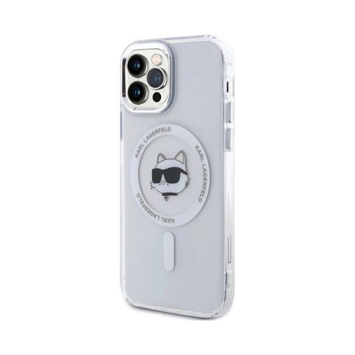 Karl Lagerfeld IML Metal Choupette Head“ MagSafe“ dėklas iPhone 12“ – baltas