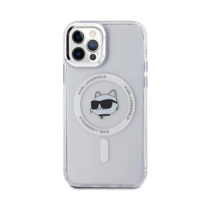 Karl Lagerfeld IML Metal Choupette Head“ MagSafe“ dėklas iPhone 12“ – baltas