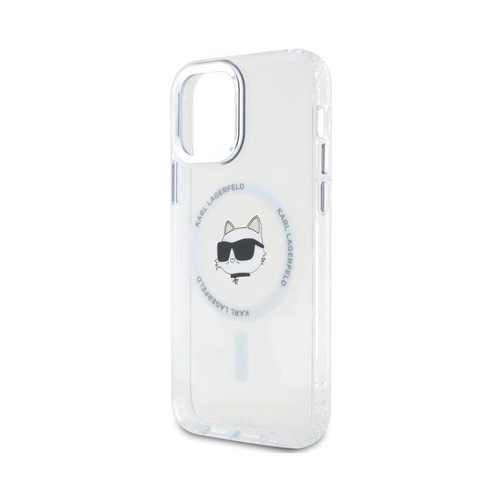 Karl Lagerfeld IML Metal Choupette Head“ MagSafe“ dėklas iPhone 12“ – baltas