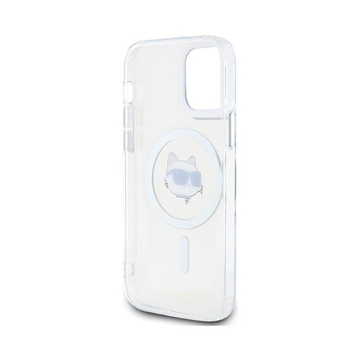 Karl Lagerfeld IML Metal Choupette Head“ MagSafe“ dėklas iPhone 12“ – baltas