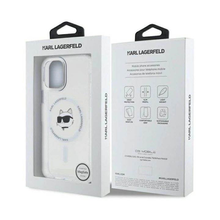 Karl Lagerfeld IML Metal Choupette Head“ MagSafe“ dėklas iPhone 12“ – baltas