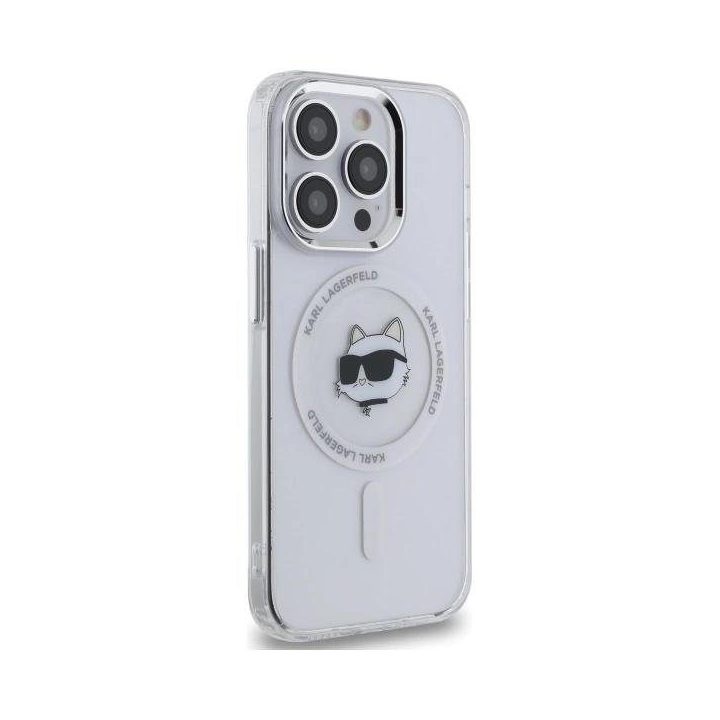 Karl Lagerfeld IML Metal Choupette Head MagSafe dėklas iPhone 13 – baltas
