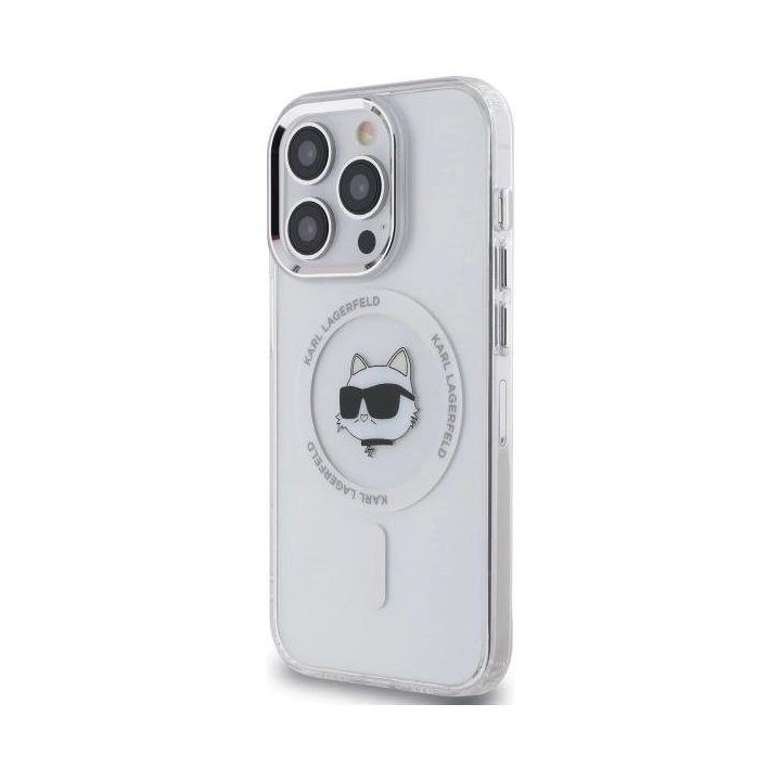 Karl Lagerfeld IML Metal Choupette Head MagSafe dėklas iPhone 13 – baltas