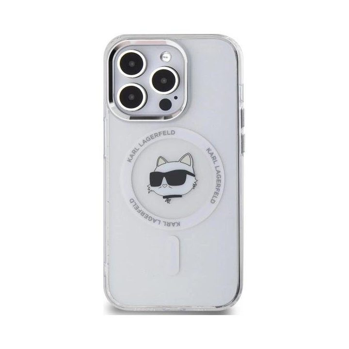 Karl Lagerfeld IML Metal Choupette Head MagSafe dėklas iPhone 13 – baltas