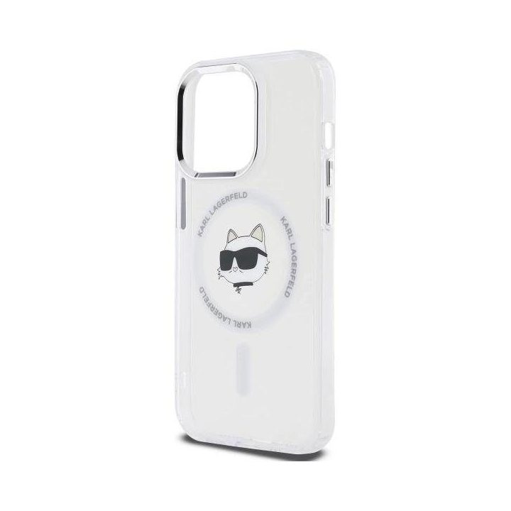 Karl Lagerfeld IML Metal Choupette Head MagSafe dėklas iPhone 13 – baltas