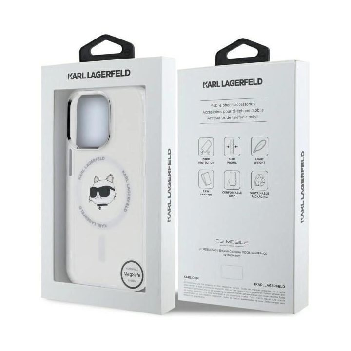 Karl Lagerfeld IML Metal Choupette Head MagSafe dėklas iPhone 13 – baltas