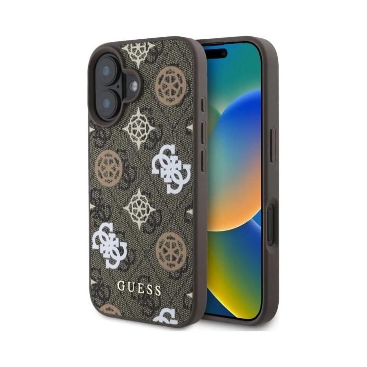 Guess Peony ant 4G Background MagSafe dėklas iPhone 16 - rudas