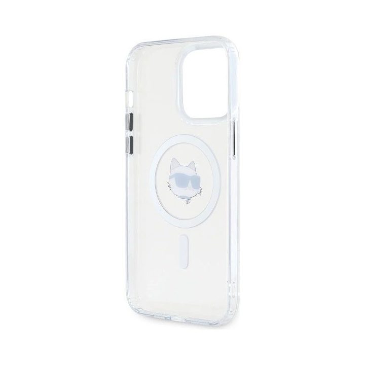 Karl Lagerfeld IML Metal Choupette Head MagSafe dėklas iPhone 13 Pro – baltas