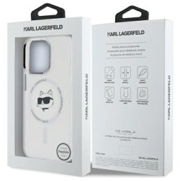 Karl Lagerfeld IML Metal Choupette Head MagSafe“ dėklas iPhone 14 Pro“ – baltas