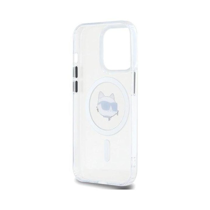 Karl Lagerfeld IML Metal Choupette Head MagSafe“ dėklas iPhone 14 Pro“ – baltas