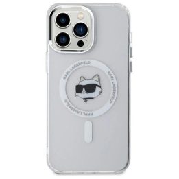 Karl Lagerfeldo IML Metal Choupette Head MagSafe dėklas iPhone 14 Pro Max – baltas