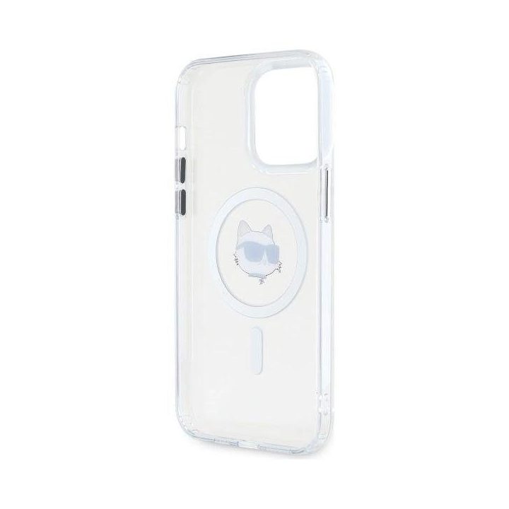 Karl Lagerfeldo IML Metal Choupette Head MagSafe dėklas iPhone 14 Pro Max – baltas