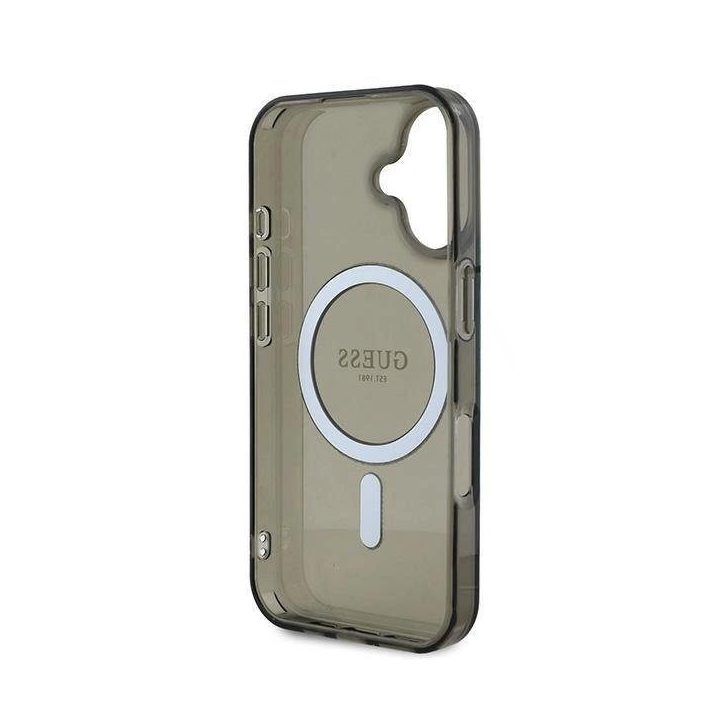 Guess IML Glitter Circle MagSafe dėklas iPhone 16“ – juodas