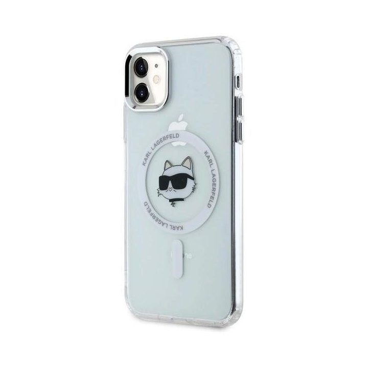 Karl Lagerfeld IML Metal Choupette Head MagSafe dėklas iPhone 11“ – baltas