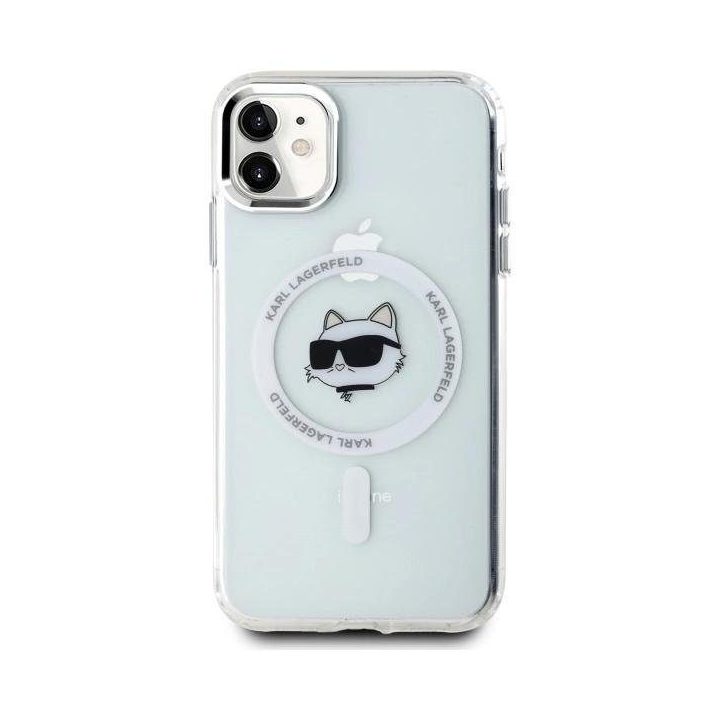 Karl Lagerfeld IML Metal Choupette Head MagSafe dėklas iPhone 11“ – baltas