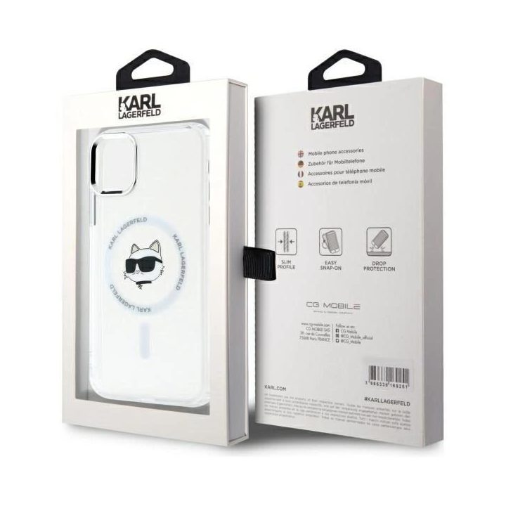 Karl Lagerfeld IML Metal Choupette Head MagSafe dėklas iPhone 11“ – baltas
