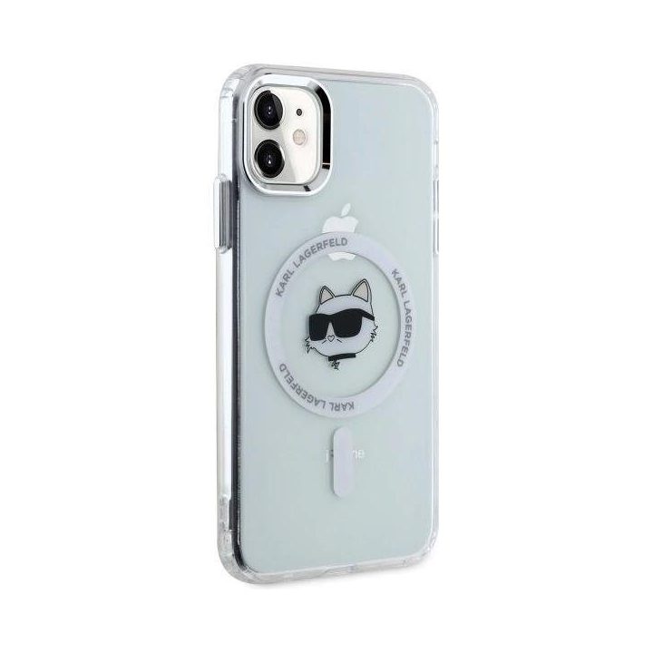 Karl Lagerfeld IML Metal Choupette Head MagSafe dėklas iPhone 11“ – baltas