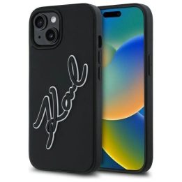 Karl Lagerfeld 3D Rubber Signature“ dėklas iPhone 15“ – juodos spalvos