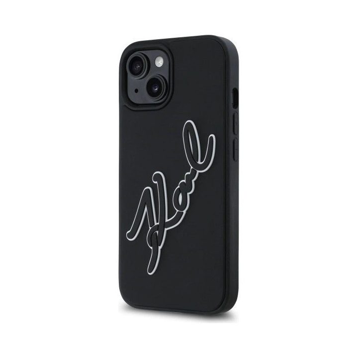 Karl Lagerfeld 3D Rubber Signature“ dėklas iPhone 15“ – juodos spalvos