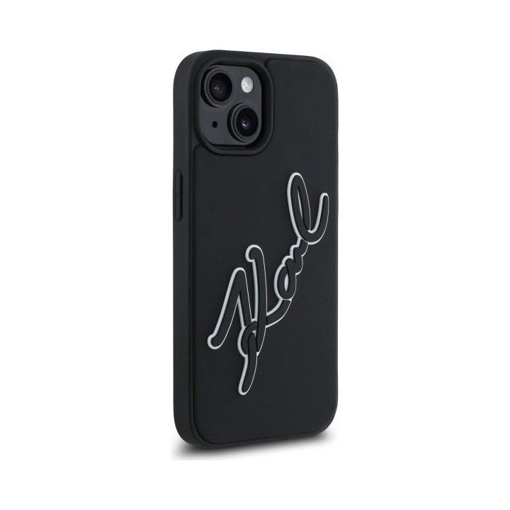 Karl Lagerfeld 3D Rubber Signature“ dėklas iPhone 15“ – juodos spalvos