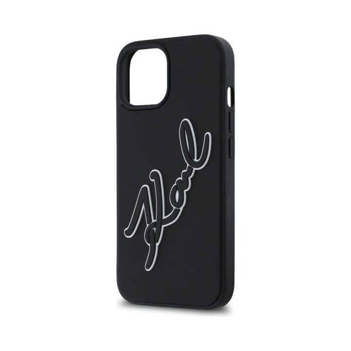 Karl Lagerfeld 3D Rubber Signature“ dėklas iPhone 15“ – juodos spalvos