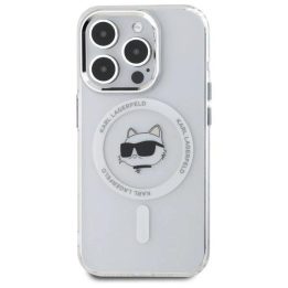 Karl Lagerfeld IML Metal Choupette Head MagSafe dėklas iPhone 15 Pro – baltas