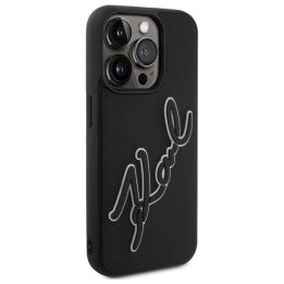 Karl Lagerfeld 3D Rubber Signature dėklas iPhone 15 Pro Max - juoda