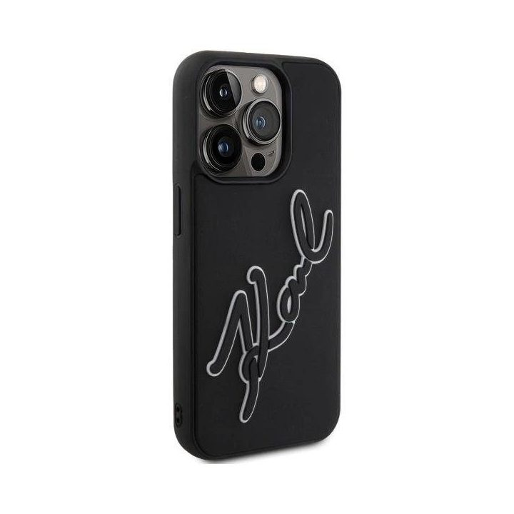 Karl Lagerfeld 3D Rubber Signature dėklas iPhone 15 Pro Max - juoda